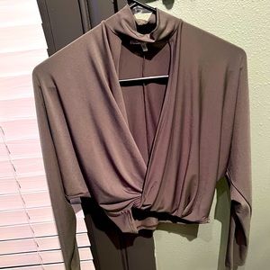 Charlotte Russe deep cut, high neck long sleeve top